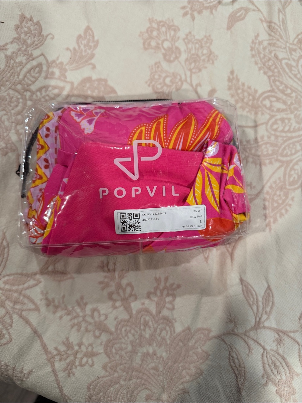 Popvil Women's Hot Pink Floral Bikini Set